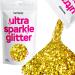 Hemway Extra Chunky Glitter 100g 3.5oz Cosmetic Safe 1mm 0.04" 1/24" - Gold Gold Extra Chunky - 100g