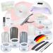 ND24 NAILDESIGN-Gelnail starter set Premium with LED adhesive gel assembly gel French gel sealing gel sealing gel LED lamp & accessories-20-part complete set for beginners-LED gel Made in Germany Starter Set Premium + Pearl & Shine GELE
