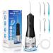 Mouth shower wirelessly electric for tooth cleaning -with 4 modes and 6 nozzles water flowers Usb charging 300ml water tank oral irrigator water flowers IPX7 waterproof tooth cleaner black