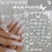 White Butterfly Nail Art Stickers Decals  3D Self-Adhesive Nail Decals Butterfly Designs Nails Supplies Butterfly Stickers for DIY Colorful Butterflies Nails Manicure Decor