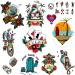 CARGEN great Temporary Tattoos Vintage Tattoo for Women Men American Traditional Tattoo Flower Old School Stickers for Party 1 Count (Pack of 1)