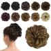 BARSDAR Hair Bun Extensions Hairpiece Hair Rubber Scrunchies for Women Ponytail Extensions Updo Curly Messy Bun - Brown & Blonde 1 Count (Pack of 1) 12H24- Brown & Blonde