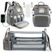 OTTOLIVES Diaper Bag Backpack 3-1 Baby Diaper Bags Baby Bag with Changing Station And Large Capacity for Girls and Boys Grey