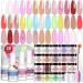 Saviland Dip Powder Nail Kit: 20 Transparent Colours Dip Nail Powder with Dip Liquid Set Long Last Nail File Cuticle Pusher French Nail Art Manicure Nail Starter Kit Home DIY Nail Salon Women Gift Set 02-light colours