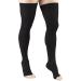 Truform 20-30 mmHg Compression Stockings - Thigh High Open Toe Black Large - Pack of 2 for Men & Women - Worldwide Shipping - Buy Online on GoSupps.com