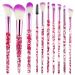 Wllhyf glitter crystal make -up brush set 10 part bling professional foundation concealer eyeshadow eyeliner rouge lip mixture synthetic brush tool set essentials (purple)