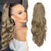 BARSDAR Long Wavy Claw Clip Ponytail Extension for Women Curly Clip in Ponytail Hair Extensions Synthetic Hairpiece for Daily Use Party(20'' Golden Chestnut Brown Mix Blonde Evenly) 20 Inch (Pack of 1) Golden Chestnut Brown Mix Blonde Evenly
