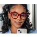 Shop Bold Frame Oversized Blue Light Glasses for Women - Stylish Round Computer Frames in Red | International Shipping - Buy Online on GoSupps.com