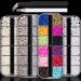 4800 Pcs 4 Boxes Flat Back Rhinestone&Pearls Kits Flatback Round Glass Crystal AB&Clear Gems+Colorful+White+Beige Half Round Pearls with Pickup Pencil and Tweezer for Nail Art  Face Makeup and Craft 07-AB&clear gems+colo...