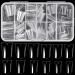 Short Duck Nail Tips Full Cover Clear Curved False Nail Tips 120Pcs Duck Acrylic Nails Wide Short French Fake Nails For Extensions Home DIY Nail Tips Art 12 Sizes