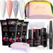 Poly Nail Gel Kit with UV Lamp and Slip Solution - Poly Nail Gel All-in-One Manicure Travel Kit