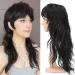 BESUTNG 80s 90s Mullet Wigs Pixie Cut Wigs with Bangs for Black Women Wolf Wig Wavy Long Black Synthetic Split Wigs with Fringe Mullet Wig for Women Long Cosplay wig(Blakc Wig) 22 inch Long Black