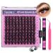 Yawamica Lash Clusters Kit Wispy Eyelash Extension Kit Cluster Lash Extension 10-16mm Natural Eyelash Clusters 100pcs with Lash Bond and Seal and Lash Tweezers for DIY Lash Extension