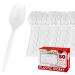 Disposable Sporks (50 Pack) White Plastic Sporks - BPA Free Kid Safe 2 in 1 Utensils - Heavy Weight Fork Spoon for School Lunch, Picnics, Catering, Restaurants, Kids Birthday Parties - Stock Your Home