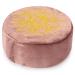 Meditation Cushion - Traditional Tibetan Zafu Buckwheat Pillow for Sitting on The Floor Made from Soft Velvet with Beautiful Embroidery - Includes A Carrying Bag - Rose Quartz