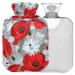 Naanle hot hot water bottle with cover flowers goose flower People's Mohnflowers Transparent hot water bottle 2l Large hot hot water bottle for menstrual cramps pain relief handfoots heat and cold therapy