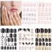 Maitys 120 Pieces Short Square Press on False Nails with Rhinestone Flower Full Cover Fake Nails Glossy Artificial Acrylic Nails with Designs for Nail Salon DIY Nails Decoration Women Girls (5 Boxes)