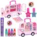 Barbie Car Makeup Kit for Girls Real Washable Toy Makeup Set Barbie Gift Play Makeup and Pretend Play Toys Ages 6 7 8 9 10 11 12