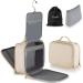 Elviros Travel Toiletry Bag for Women & Men, Large Hanging Leather Makeup Organizer, Traveling Water-resistant Cosmetic Case for Bathroom Toiletries Accessories (Beige) Medium(11.41"x8.27"x4.72") Beige
