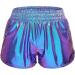 Women Metallic Shiny Shorts | Sparkly Hot Dance Bottoms for Rave & Music Festivals | Large Blue with Sunglasses - Buy Online on GoSupps.com