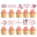 60 Pcs Happy Valentine's Day Cupcake Toppers Glitter Cupid Love Heart Lip Kiss Me Be Mine XOXO Cupcake Picks for Valentine's Day Theme Wedding Party Cake Decorations Supplies Pink