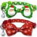 Pohshido 2 Pack Christmas Cat Collar with Removable Bow Tie and Bell, Winter Holiday Breakaway Buckle Safety Kitty Kitten Collar(Adjustable Size from 7.8-12.8 inch) Santa Claus & Snowflake