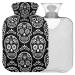 Naanle Sugar Skull Floral Warm bottle with reference Heat and cold therapy Transparent hot water bottle 2l large hot hot water bottle for bed hand feet heat pain relief