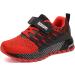 KUBUA Kids Sneakers for Boys Girls | Lightweight Breathable Sport Shoes | Red - Size 1 Big Kid - Buy Online on GoSupps.com