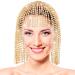 1 Piece Rhinestone Headpiece 1920s Crystal Flapper Cap Headpiece Beaded Belly Dance Cap Bridal Tassel Cap Head Chain Jewelry Nights Party Hair Accessories for Women (Gold)