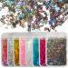 8 Colors Holographic Letter Chunky Glitter Flakes Number Shaped Confetti Sparkles Nail Sticker Manicure Establishment for Epoxy Resin Slime Crafts Nails Art Laser Letter