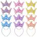Juexica 12 Packs Sequin Crown Headband Glitter Headbands Princess Party Favors Elastic Tiaras for Girls Crowns Little Bling Accessories Women Birthday Pink Blue Purple Yellow Champagne Silver