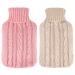 2 Pieces Hot Water Bottle Cover Soft Cover Only Knitted Hot Water Bottle Sweater for Hot Compress and Cold Therapy, Ideal for Menstrual Cramps, Neck and Shoulder Pain Relief (Pink Khaki,2000 ml) Pink, Khaki 2000 ml