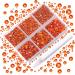 AD Beads 4300 Pieces Flat Back Nail Art Rhinestones Round Beads 6 Sizes (2-6.5mm) with Storage Organizer Box,Rhinestones Picking Pen for Nail Art Phone Decorations Crafts DIY (Orange)