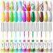 NICOLE DIARY Nail Art Gel Liner Polish - 12 Summer Neon Colors Gel Polish for French Tip, Swirl Nails, DIY Manicure Nail Art Polish Liner Gel 12 Colors