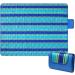 Bertte Outdoor Blanket Large Beach Camping Picnic Blanket Oversized Hiking Park Waterproof Sand Free Handy Compact Mat Durable Foldable Machine Washable Rug Blue Stripe 79" x 59"