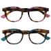 Opulize ava long -distance glasses 2 Pack short -sightedness rounded rounded frame spring hinges scratch -resistant brown pink turquoise men mm62-4q -2.00 -00 -2.00 dioptria brown tortoise pink / brown torturis