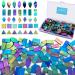 LITMIND Iridescent Glass Mosaic Tiles for Crafts  240 Pieces 5 Shapes Mixed Stained Glass Sheets  Mosaic Kits for Adults (Iridescent Black)