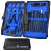 Manicure Set ESARORA 18 In 1 Stainless Steel Professional Pedicure Kit Nail Scissors Grooming Kit with Black Leather Travel Case 18 in 1 Blue