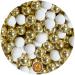 One on 700g crispy chocolate operations mix white -gold shine - approx. 1.8 cm large chocolate balls - guest gifts wedding baptism communion - chocolate lens wedding almonds Candy bar nikah Sekeri mini white -gold shine mix