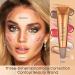 Contour Stick Beauty Wand - Liquid Bronzer Highlighter Cream Blush Stick with Fine Cushion Applicator | Face Makeup Lumi Glotion for Flawless Finish - Cruelty-Free | Contour (Medium Brown) - Buy Online on GoSupps.com