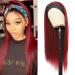 G&T Headband Wigs for Black Women Red Straight Glueless Wigs Heat Resistant Synthetic Wig for Daily Party Use (24 inch) 24 Inch (Pack of 1) Red