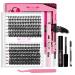 DIY eyelash extension kit individual eyelashes kit with 280 PCs cluster eyelash binding and seal eyelash applianter eyelash brush for beginners (40d+50d-9-16mix kit) 9-16 MIX 40D+50D-D kit (g)