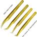 Alishba Beauty Eyelash Extension Tweezers Set - Precision Fiber Tip Japanese Stainless Steel (Gold) - Pack of 4 - Buy Online on GoSupps.com