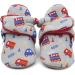 Dotty Fish Baby Booties | Fleece-Lined | Non-Slip Sole | Grey Trains & Cars | 0-6 Months - Buy Online on GoSupps.com