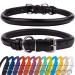 Collardirect round leather dog collar soft padded rolled handmade real leather collar for dog puppy cat small big black pink red purple blue black 40-45 cm