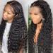 13X4 HD Lace Front Wigs Human Hair Water Wave Curly Human Hair Wig For Black Women 180 Density Glueless Transparent Lace Frontal Wig Human Hair Pre Plucked Brazilian Real Virgin Human Hair 24 Inch 24 Inch Water Wave HD Lace Wig