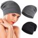 Wllhyf sleeping hat made of silk 2 pieces of soft hair wrap with satin lined adjustable turban hat nurse hats for center -end frizzy hair chemotherapy women gray black