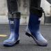HSBDNZQ Men's Waterproof PVC Rain Boots - Lightweight, Durable, Slip-Resistant Garden Boots in Blue-Orange - Ideal for Farming, Gardening, Fishing (Size 9) - Buy Online on GoSupps.com