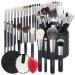 Bueart Design Pro makeup Artist 38Pcs makeup Kit Deluxe Real Goat Hair Horse hair Makeup Brushes Set with extra Large Holder Professional labeled makeup brush set with natural Pony Hair 34Pcs+Holder Case