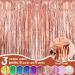 Fachoige 3pack 3.2ft x 6.6ft Metallic Tinsel Foil Fringe Curtains Wedding for Birthday Engagement Bridal Shower Bachelorette Holiday Celebration Party Decorations and Photo Booth Props (Rose Gold )